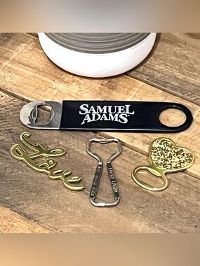 Vintage Samuel Adams Black and Silver Bottle Opener lot of 4 Mixed Barware